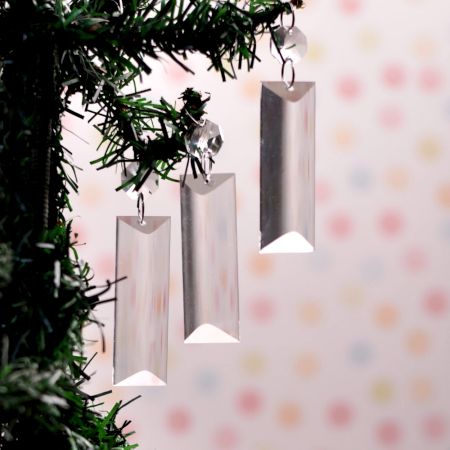 Glass Quartz Crystal Clear Christmas Ornament in Set of 20